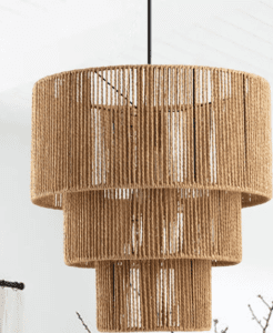 Three Tiered Jute Rope Shade Coastal Chandelier